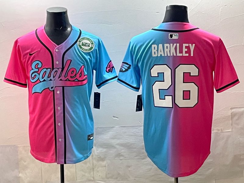 Men 2025 Philadelphia Eagles #26 Barkley Blue pink Nike Limited NFL Jersey style 08->philadelphia eagles->NFL Jersey